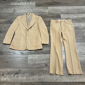 Vintage 70s Levi's Panatela Sportswear Tan Western 2 Piece Suit See Measurements